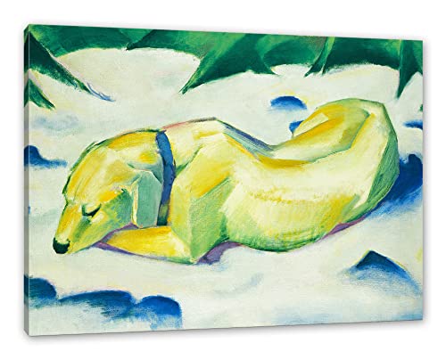 Generisch Franz Marc - Liegender Hund im Schnee als Leinwandbild/Größe: 80x60 cm/Wandbild/Kunstdruck/fertig bespannt von Generisch