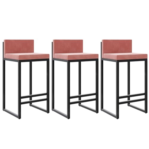 Generisch Frühstücksbar Bhairs 25-Zoll-Barhocker für die Kücheninsel, 3er-Set, Thekenhocker mit Rückenlehnen, Mid-Century-Modern-Barhocker in Thekenhöhe für Home Pub/Frühstücksbar – 75 cm S von Generisch