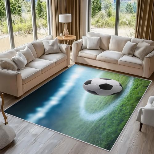 Generisch Fußball Teppich Wohnzimmer, Sport Fussball Kinder Jungen Deko für Schlafzimmer, Waschbarer Teppich 200x250 cm, Anti Rutsch, Kurzflor C30 Generisch Fußball Teppich Wohnzimmer, Sport Fussball Kinder Jungen Deko für Schlafzimmer, Waschbarer Teppich 200x250 cm, Anti Rutsch, Kurzflor C30 von Generisch