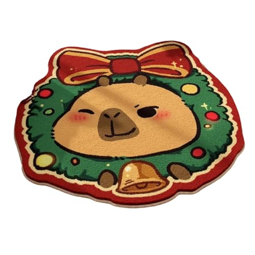 Generisch Fußmatte Außen Runder Weihnachtsteppich, Kunstfell, für Schlafzimmer, Nachttisch, Decke, Sofa, Couchtisch, Bodenmatte Badezimmerteppich, Rutschfester Badteppich (A, 60x60cm) von Generisch