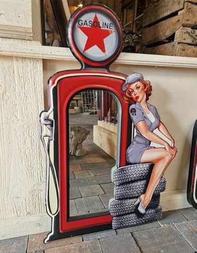 Generisch GROSSER Spiegel PIN UP Vintage Gasoline WANDSPIEGEL Spiegel 50er Jahre Stil WO-1642 von Generisch