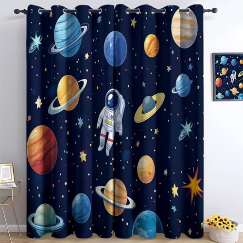 Generisch Gardinen Schlafzimmer H183 x B117 cm Thermovorhang Verdunkelungsvorhang Dunkelblau Modern Polyester Vorhänge 3D Cartoon Universum Astronaut Planet Blickdicht Ösenvorhang 2Er Set Generisch Gardinen Schlafzimmer H183 x B117 cm Thermovorhang Verdunkelungsvorhang Dunkelblau Modern Polyester Vorhänge 3D Cartoon Universum Astronaut Planet Blickdicht Ösenvorhang 2Er Set von Generisch