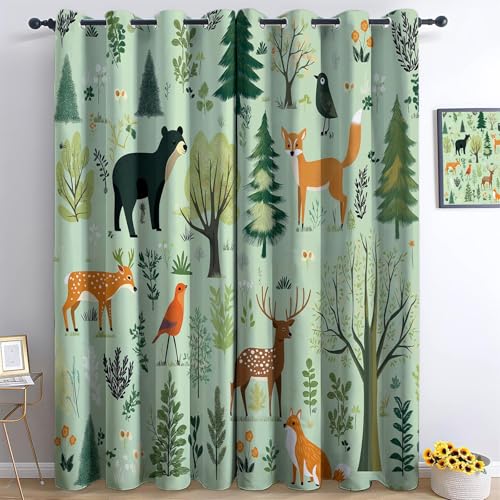 Generisch Gardinen Schlafzimmer H183 x B117 cm Thermovorhang Verdunkelungsvorhang Hellgrün Modern Polyester Vorhänge 3D Cartoon Waldtiere Bär Hirsch Fuchs Blickdicht Ösenvorhang 2Er Set Generisch Gardinen Schlafzimmer H183 x B117 cm Thermovorhang Verdunkelungsvorhang Hellgrün Modern Polyester Vorhänge 3D Cartoon Waldtiere Bär Hirsch Fuchs Blickdicht Ösenvorhang 2Er Set von Generisch