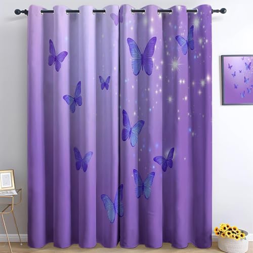 Generisch Gardinen Schlafzimmer H183 x B117 cm Thermovorhang Verdunkelungsvorhang Lila Modern Polyester Vorhänge 3D Aquarellhintergrund Blauer Schmetterling Blickdicht Ösenvorhang 2Er Set Generisch Gardinen Schlafzimmer H183 x B117 cm Thermovorhang Verdunkelungsvorhang Lila Modern Polyester Vorhänge 3D Aquarellhintergrund Blauer Schmetterling Blickdicht Ösenvorhang 2Er Set von Generisch
