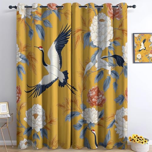 Generisch Gardinen Schlafzimmer H214 x B91.5 cm Thermovorhang Verdunkelungsvorhang Senfgelb Modern Polyester Vorhänge 3D Japanischer Stil Pfingstrosen Blätter Blickdicht Ösenvorhang 2Er Set Generisch Gardinen Schlafzimmer H214 x B91.5 cm Thermovorhang Verdunkelungsvorhang Senfgelb Modern Polyester Vorhänge 3D Japanischer Stil Pfingstrosen Blätter Blickdicht Ösenvorhang 2Er Set von Generisch