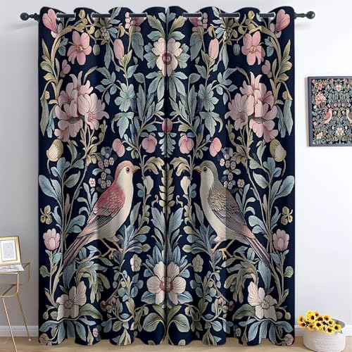 Generisch Gardinen Schlafzimmer H215 x B110 cm Thermovorhang Verdunkelungsvorhang Dunkelblau Modern Polyester Vorhänge 3D William Morris Vögel Blumen Blickdicht Ösenvorhang 2Er Set Generisch Gardinen Schlafzimmer H215 x B110 cm Thermovorhang Verdunkelungsvorhang Dunkelblau Modern Polyester Vorhänge 3D William Morris Vögel Blumen Blickdicht Ösenvorhang 2Er Set von Generisch