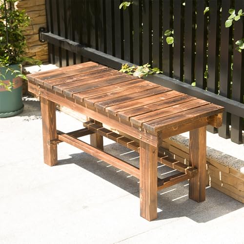Generisch Gartenbank 2-sitzer Holzbank Wetterfest Sitzbank 150 kg Belastbar Balkonbank für Terrasse,Hof,Veranda,Parkbank aus Massivholz ohne Rückenlehne(150 cm/59 in) von Generisch