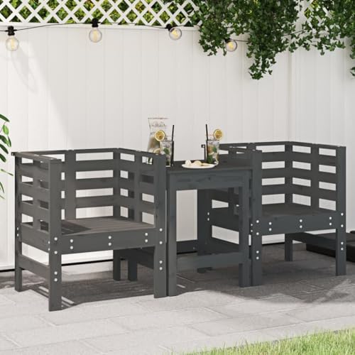 Generisch Gartenstühle 2 STK. Grau 61,5x53x71 cm Massivholz Kiefer,jiangboyue-825130 von Generisch