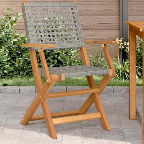Generisch Gartenstühle 2 STK. Grau Massivholz Akazie und Poly Rattan,jiangboyue-367664 von Generisch