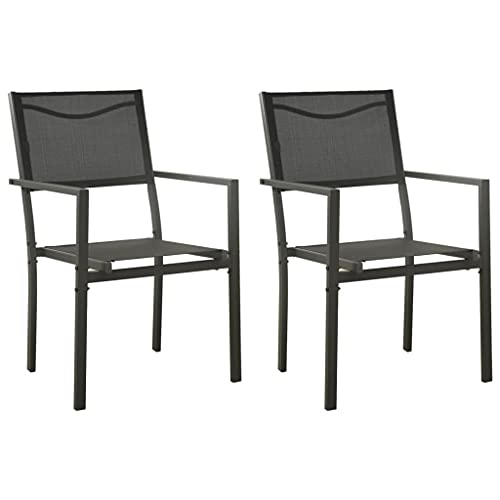 Generisch Gartenstühle 2 STK. Textilene und Stahl Schwarz und Anthrazit,jiangboyue-313077 von Generisch