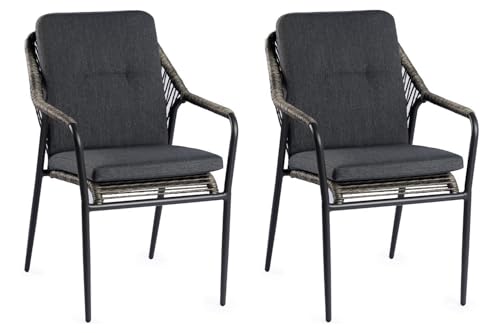 Generisch Gartenstühle 2er Set - Anthrazit - Braun - Schwarz - Aluminiumgestell - Olefin - mit Kissen Generisch Gartenstühle 2er Set - Anthrazit - Braun - Schwarz - Aluminiumgestell - Olefin - mit Kissen von Generisch