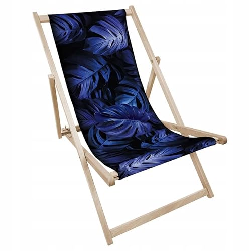 Generisch Gartenstuhl Liegestuhl klappbar Strandstuhl aus Holz Verstellbar max 130kg (Dunkelblau) von Generisch