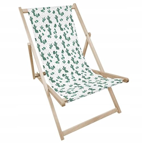 Generisch Gartenstuhl Liegestuhl klappbar Strandstuhl aus Holz Verstellbar max 130kg (Kaktus) von Generisch