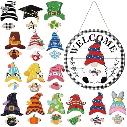 Generisch Gartenzwerg Türschild - Austauschbares Design mit Magnetteilen | Veränderbares Gnom Willkommensschild für Zuhause,für Haustür, Bauernhaus und Wand Generisch Gartenzwerg Türschild - Austauschbares Design mit Magnetteilen | Veränderbares Gnom Willkommensschild für Zuhause,für Haustür, Bauernhaus und Wand von Generisch