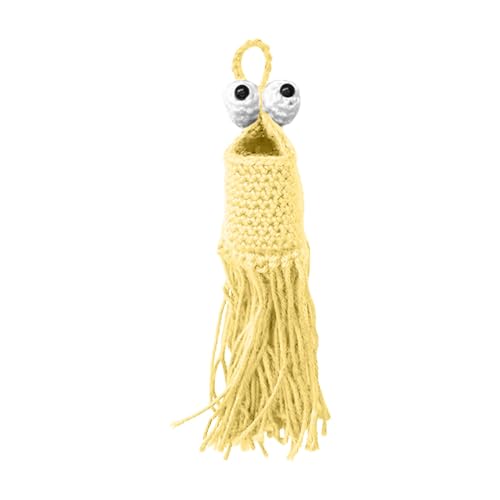 Generisch Gehäkelter Alien-Pflanzenhänger HÄKELMUSTER -Yip-Yip-Häkel-Hänge-Yip-Yip-Auto-Hängerspiegel oder Kleiderbügel-Hängepflanzer Gehäkelter -Korb Lagerbehälter Für Raufbolde (Yellow, A) von Generisch