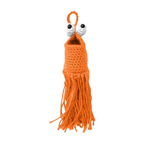 Generisch Gehäkelter Alien-Pflanzenhänger HÄKELMUSTER -Yip-Yip-Häkel-Hänge-Yip-Yip-Auto-Hängerspiegel oder Kleiderbügel-Hängepflanzer Gehäkelter -Korb Schuhaufbewahrung Mit Rädern (Orange, A) von Generisch