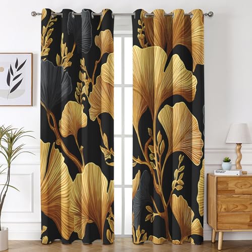 Generisch Ginkgoblatt Vorhänge für Wohnzimmer Schlafzimmer, Vorhang Blickdicht Moderne Pflanze, Gardinen mit Ösen 2er Set, Verdunklungsvorhänge H 245 x B 140 cm D&P27 Generisch Ginkgoblatt Vorhänge für Wohnzimmer Schlafzimmer, Vorhang Blickdicht Moderne Pflanze, Gardinen mit Ösen 2er Set, Verdunklungsvorhänge H 245 x B 140 cm D&P27 von Generisch