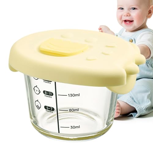 Generisch Glas Mittagsbehälter mit Deckel | 230 ml Kinder Lebensmittel Ergänzung Zubereitungsbehälter - kleine Glasfutterschalen mit Silikon -Dinosaurierdeck von Generisch