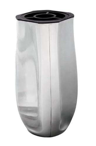 Generisch Grabvase aus Edelstahl poliert Edelstahlvase Grabschmuck Blumenvase Vase Friedhof, Silber, Höhe ; 23 cm von Generisch