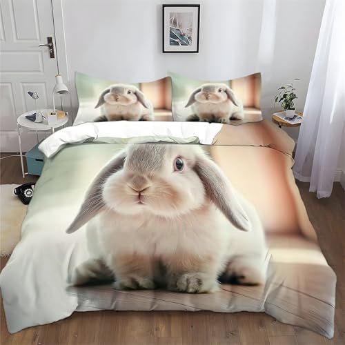 Generisch Grau-Bettwäsche-SetSüßer Kaninchen Mit Schlappohren Kinder-Bettwäsche-Set für Jungen, Jugendliche, Herren, 135 x 200 cm Mikrofaser-Bettbezug für Schlafzimmer Generisch Grau-Bettwäsche-SetSüßer Kaninchen Mit Schlappohren Kinder-Bettwäsche-Set für Jungen, Jugendliche, Herren, 135 x 200 cm Mikrofaser-Bettbezug für Schlafzimmer von Generisch