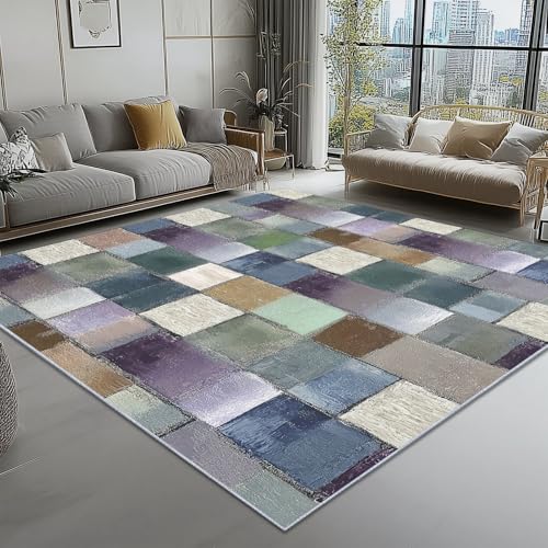 Generisch Grau Waschbarer Teppich 160x230 cm, rutschfeste und geräuschreduzierende kurzflorige Matte mit Abstrakt Quadrat Farbblöcke-Print fürs Schlafzimmer Wohnzimmer Generisch Grau Waschbarer Teppich 160x230 cm, rutschfeste und geräuschreduzierende kurzflorige Matte mit Abstrakt Quadrat Farbblöcke-Print fürs Schlafzimmer Wohnzimmer von Generisch
