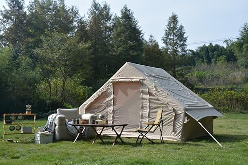 Generisch Großes aufblasbares Premium-Campingzelt für 4-6 Personen mit Ofenanschluss, 4-Jahreszeiten-Komfort, 5-Minuten-Aufbau, wasserdicht (PU3000mm) & UV50+ Schutz, Beige von Generisch