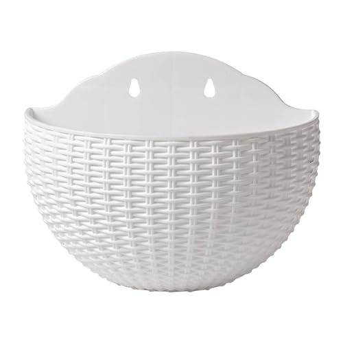 Generisch Hängender Blumenkorb - Hängender Wandblumentopf | Blumenampel Im Rattan Stil | Rattanimitat Hängender Blumenkorb | Halbrunder Hängender Pflanzkorb | Dekorativer Wandblumenhalter von Generisch