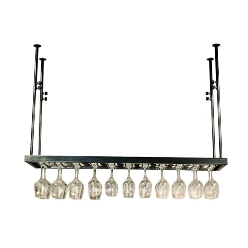 Generisch Hängender Stielglashalter, Umgedrehtes Hängendes Dekoratives Weinglasregal, Schmiedeeisernes Weinglas-Hängeregal, for Barküche(60x30cm) von Generisch