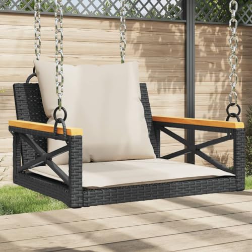 Generisch Hängesessel mit Kissen Schwarz 63x62x40 cm Poly Rattan,jiangboyue-368173 von Generisch