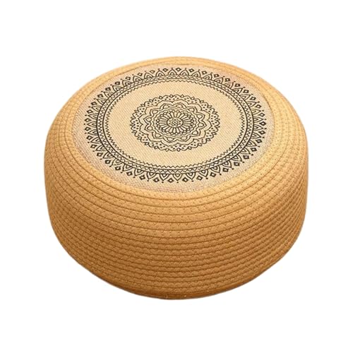 Generisch Handgeflochtener Sitzhocker - Naturjute-Fußbodenkissen (Ø40/50cm) mit 3-lagigem Schwammkern für stabile Sitzunterstützung bei Meditation und Teezeremonie von Generisch
