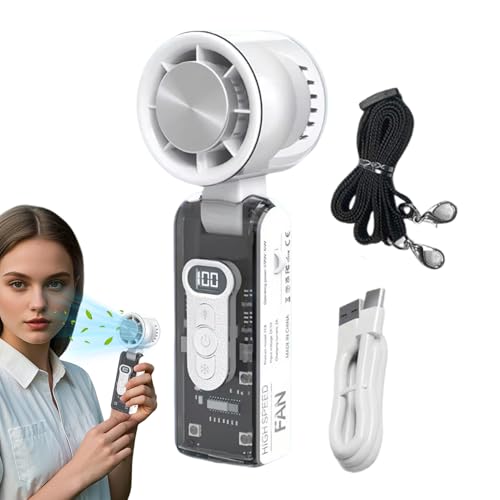 Generisch Handlüfter - Handlicher Tragbarer Ventilator Mit Taschenlampe - Wiederaufladbares lüfterloses Kühlsystem für Outdoor Urlaub Reisen Büros Erwachsene Kinder von Generisch