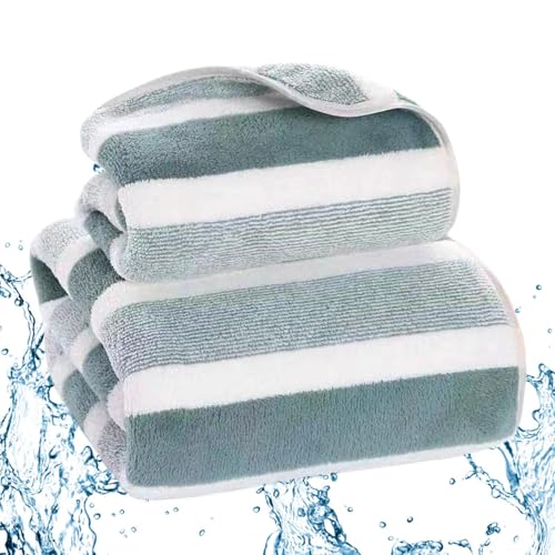 Generisch Handtuchset für Badezimmer, Badezimmerhandtücher 2er-Set | Breite Duschtücher, gestreiftes Handtuch,Verdickte Gesichtswaschtücher, Badetuch, Badezimmerzubehör für Zuhause, Hotel, Spa von Generisch