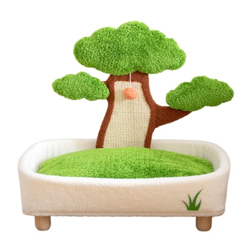 Generisch Haustierbett - Katzenbett Mit Topfbaum Design Mit Plüschball Und Kratzbrett - Waschbarer Schlafplatz Für Den Winter - Nachttisch Haus Generisch Haustierbett - Katzenbett Mit Topfbaum Design Mit Plüschball Und Kratzbrett - Waschbarer Schlafplatz Für Den Winter - Nachttisch Haus von Generisch