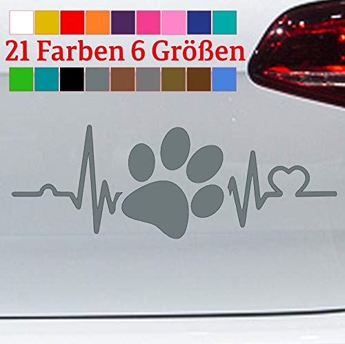 generisch Herzschlag Pfote Hunde Aufkleber Sticker Retriever Labrador Love Terrier Mops in 6 Größen und 21 Farben von generisch