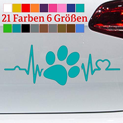 generisch Herzschlag Pfote Hunde Aufkleber Sticker Retriever Labrador Love Terrier Mops in 6 Größen und 21 Farben von generisch