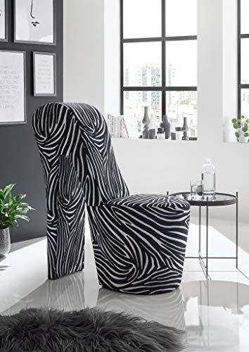 Generisch High Heel Schuhsessel 42x99x79 cm Tierfelloptik Stuhl Designersessel (Zebra, Polyester) von Generisch