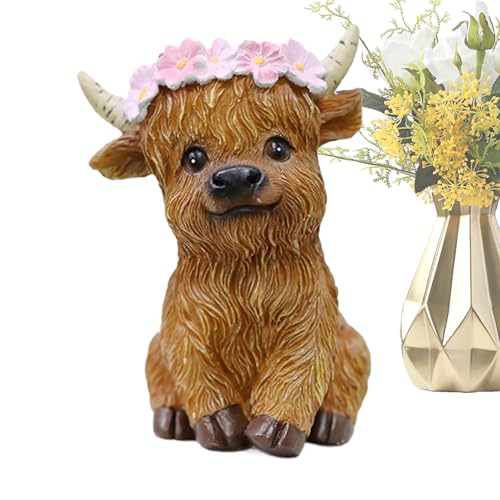 Generisch Highland Cow Figur,Highland Kuh Deko | Western-Stil Lustige Außendekoration Für Rasen, Bauernhof & Kinderzimmer von Generisch