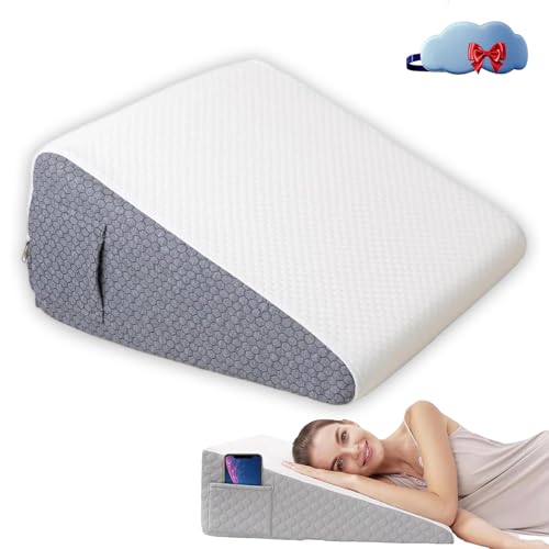 Generisch Hiquo Wedge Pillow + 100% Light Blocking Silk Sleep Mask, 4-in-1 Versatile Wedge Pillows, Adjustable Memory Foam with Removable Cover for Side Sleeper (Without Neck Pillow) von Generisch