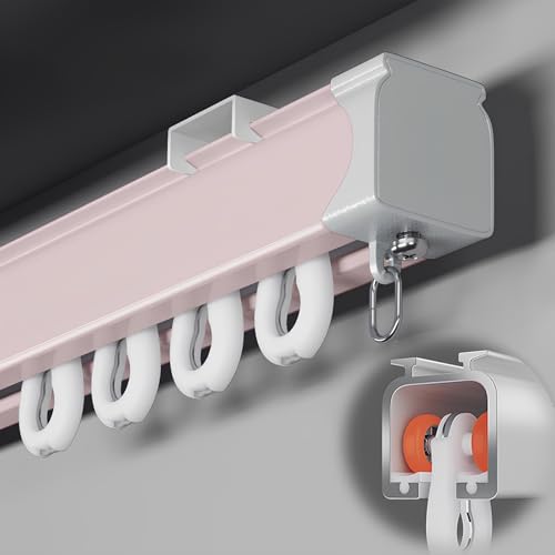 Generisch Hochleistungs-Vorhangschienen-Set - Schiebe-Deckenschiene - Stange Aus Verdickter Aluminiumlegierung - Für Raumteiler, Wohnungen, Klassenzimmer, Krankenhäuser(Rose Wall,600cm/19.6ft) von Generisch
