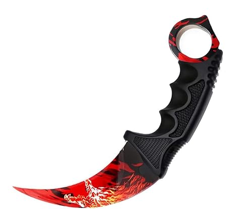 Generisch Hochwertiges CSGO Jagdmesser CSGO Karambit Legal Messer Skin Übungsmesser Trainingsmesser Real-Life-Sammlung Scharf Jagd Survival Outdoor Counter-Strike Knife (Red Dragon [Scharf!]) von Generisch