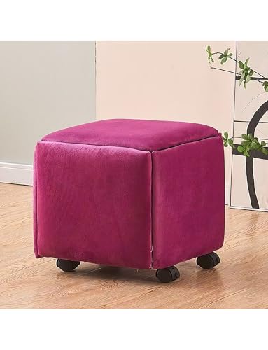 Generisch Hockerwürfel, 5-in-1-Quadrathocker, ineinander stapelbarer Ottoman-Hocker, for Wohnzimmer, Schlafzimmer, Esszimmer(Rose Red) von Generisch
