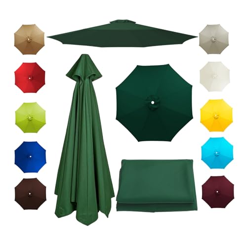 Generisch Hof Sonnenschirm Ersatzbezug 200cm 230cm 250cm 270cm 300cm 350cm UV-Schutz Sonnenschirm Umtauschdeckel für Strand Garten Outdoor 6 Rippen/8 Rippen(Dark Green,2.5m/8ribs) von Generisch