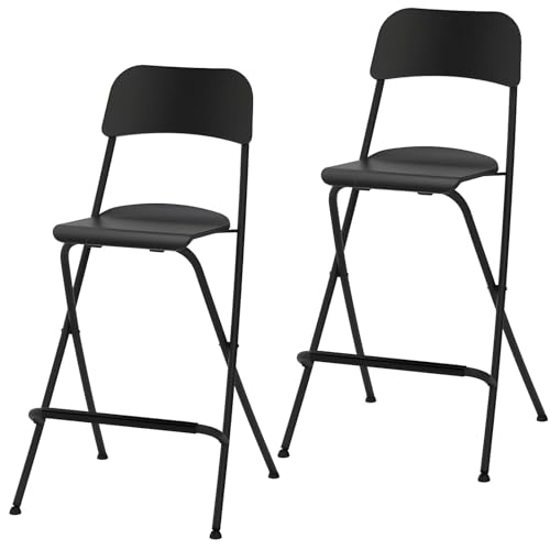 Generisch Hoher Klapphocker, Faltbarer Stuhl mit Fußstütze und Rückenlehne, 136 kg Tragkraft, 63/74 cm Höhe, 2er Set, Schwarz(29 inch(74cm)) von Generisch