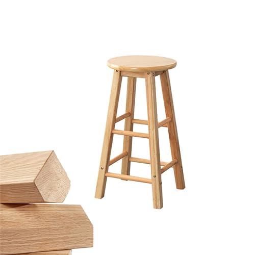 Generisch Holz Barhocker Runder Küchenstühle Sitzhöhe 45cm 50cm 60cm 70cm Tresenhocker Natürlichen Barstühle aus Holz, Für Esszimmer, Wohnzimmer, Garten(60cm/24in) von Generisch