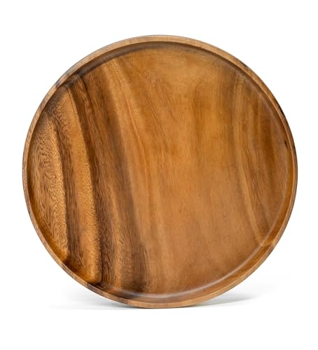 Generisch Holzteller rund aus Akazienholz – Ø 20/25 / 30 cm – einzeln oder als 4er-Set – robust & dekorativ – ideal als Frühstücksteller, Servier- & Dekoteller (1 x 25cm) von Generisch