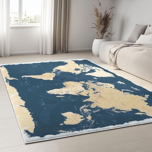 Generisch Home Teppich Wohnzimmer Schlafzimmer Blaue Vintage-Karte 160x230 cm Wohnzimmerteppich Home Kurzflor Waschbar Flauschig Weich rutschfest Moderne Deko Generisch Home Teppich Wohnzimmer Schlafzimmer Blaue Vintage-Karte 160x230 cm Wohnzimmerteppich Home Kurzflor Waschbar Flauschig Weich rutschfest Moderne Deko von Generisch
