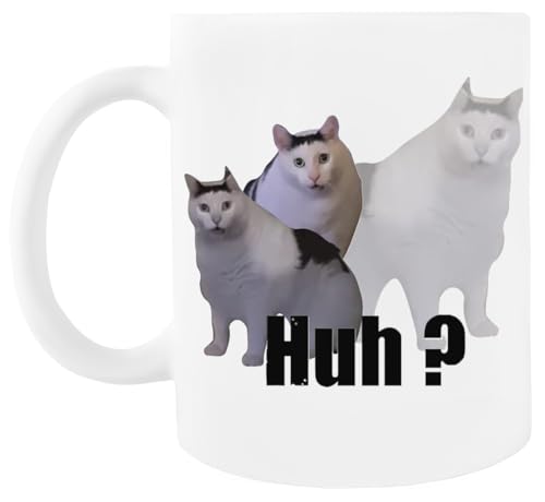 Generisch Huh Cat Meme Weiße Kaffeetasse Aus Keramik von Generisch