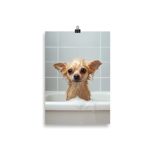 Generisch Hunde in der Badewanne - Chihuahua Badezimmer-Bild, Klo-Poster, Deko fürs Badezimmer oder Gäste-WC, Lustig, Ungerahmt von Generisch
