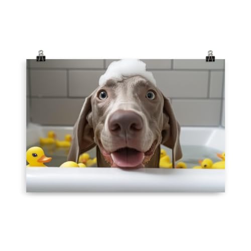 Generisch Hunde in der Badewanne - Weimaraner Badezimmer-Bild, Klo-Poster, Deko fürs Badezimmer oder Gäste-WC, Lustig, Ungerahmt von Generisch