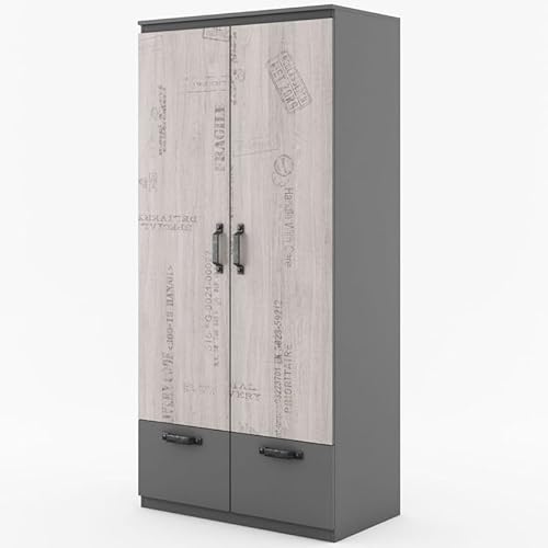 Generisch Jugend-Drehtürenschrank Santana SA-03 – 2 Türen, 2 Schubladen – Graphit/Eiche Santana – 192x90x50 cm - letztes Stück! Generisch Jugend-Drehtürenschrank Santana SA-03 – 2 Türen, 2 Schubladen – Graphit/Eiche Santana – 192x90x50 cm - letztes Stück! von Generisch